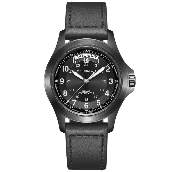 Hamilton Khaki Field King 40mm Black Dial Black Leather Strap Men's Watch H64465733