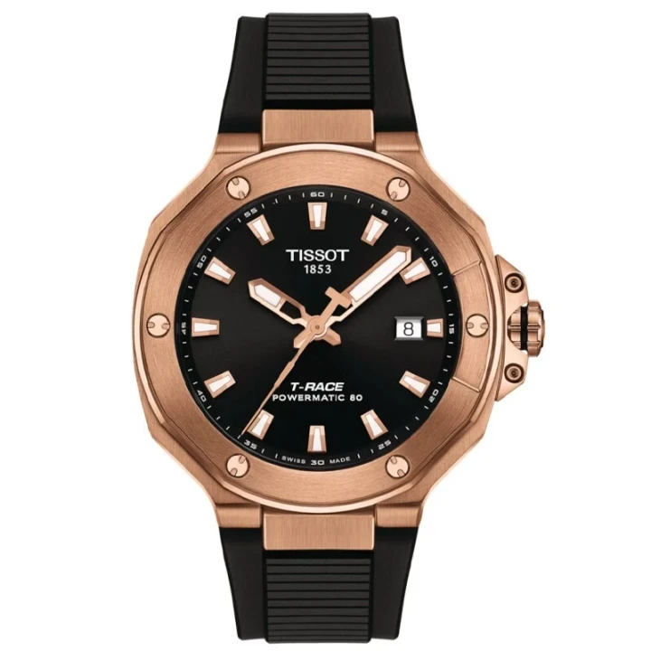 New Tissot T-RACE 41mm Powermatic 80 Rose Gold PVD Men's Watch