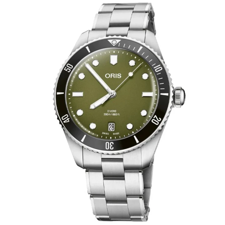 Oris Divers Date 39mm Olive Green Automatic Dive Watch Set 01 733 7795 4057-Set