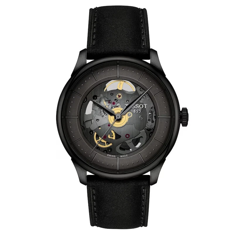 Tissot Chemin Des Tourelles Powermatic 80 Automatic 39mm Skeleton Black PVD Steel Bracelet Men's Watch T139.836.36.441.00 T1398363644100