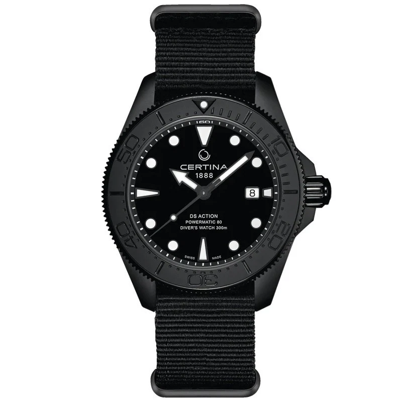 Certina DS Action Diver Powermatic 80 43mm Black Dial Men's Watch C0326073805100