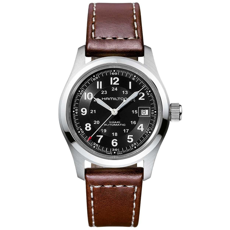 Hamilton Khaki Field Auto 38mm Black Dial Brown Leather H70455533