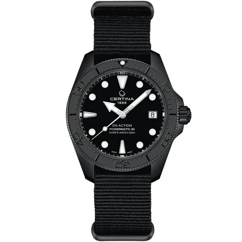 Certina DS Action Diver Powermatic 80 38mm Black Dial PVD Stainless Steel Bracelet Men's Swiss Diving Watch C0488073805100