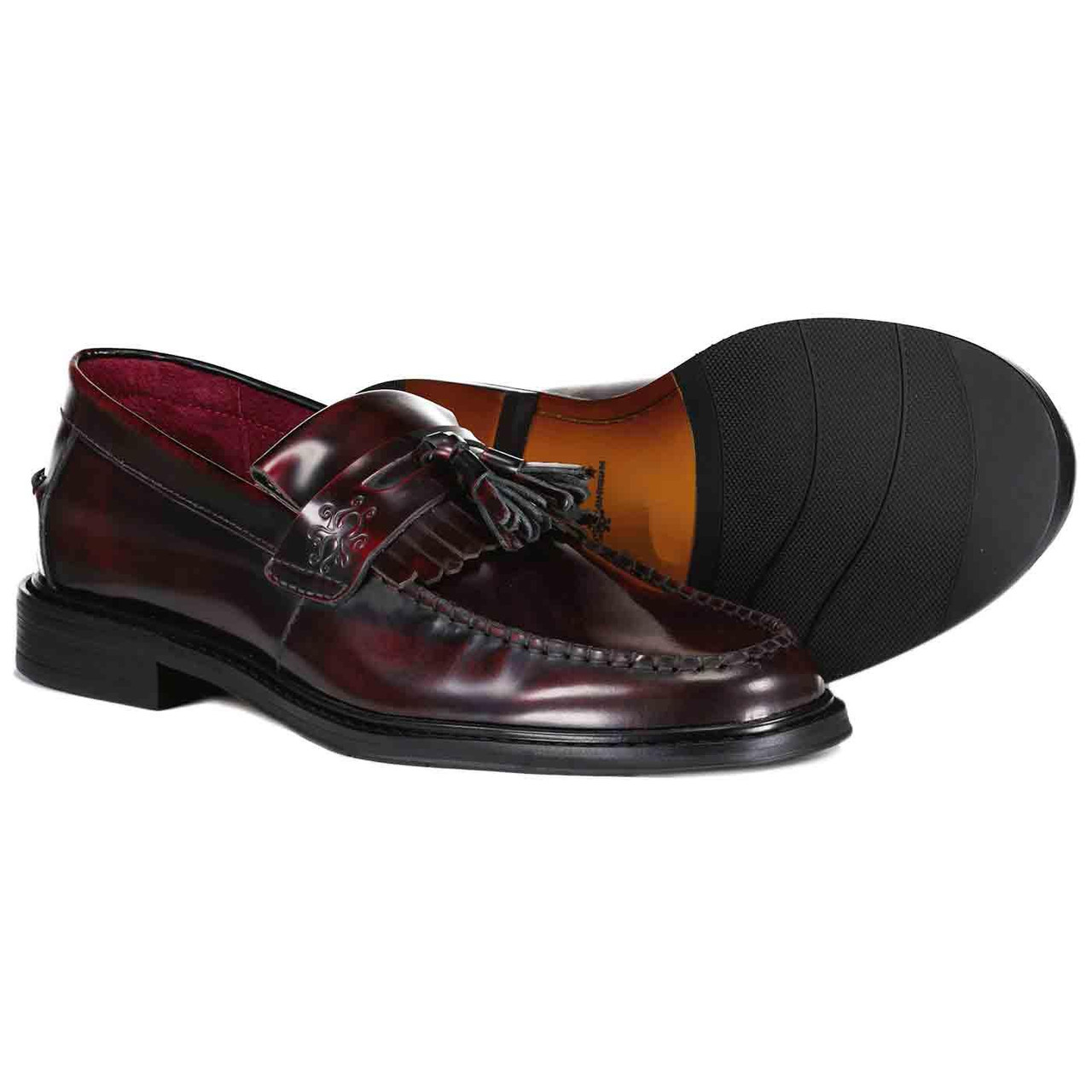 Black Leather Tassel Loafers Online | Andrea Nobile