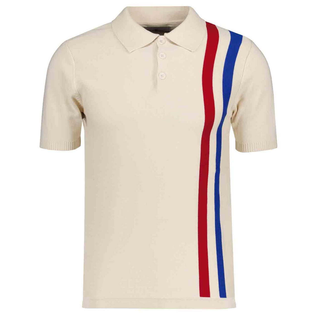 vector mosaic knit polo （BECK and CALL） Beck MADCAP ENGLAND Mod Racing Stripe Knit Polo AB