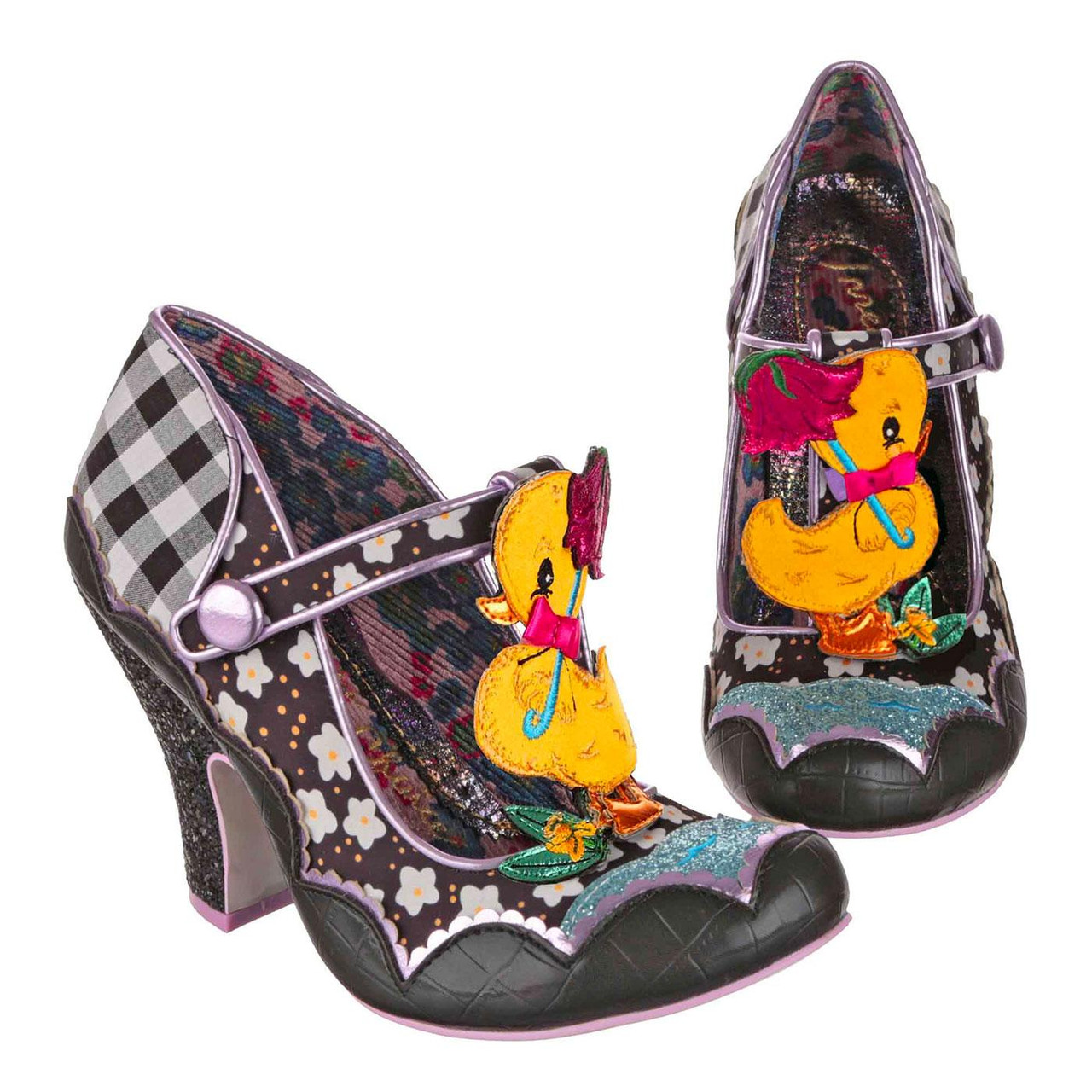 Duck You IRREGULAR CHOICE Retro T-bar Heels BLACK