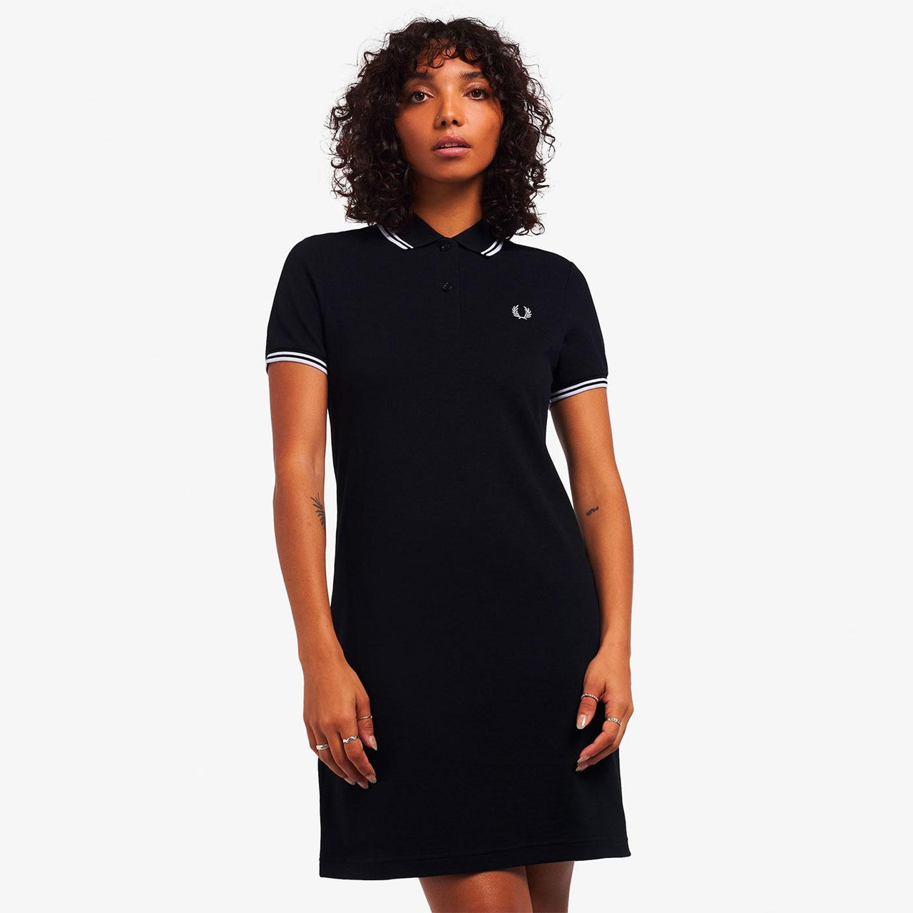 Fred Perry D3600 Mod Twin Tipped Polo Dress in Black/White