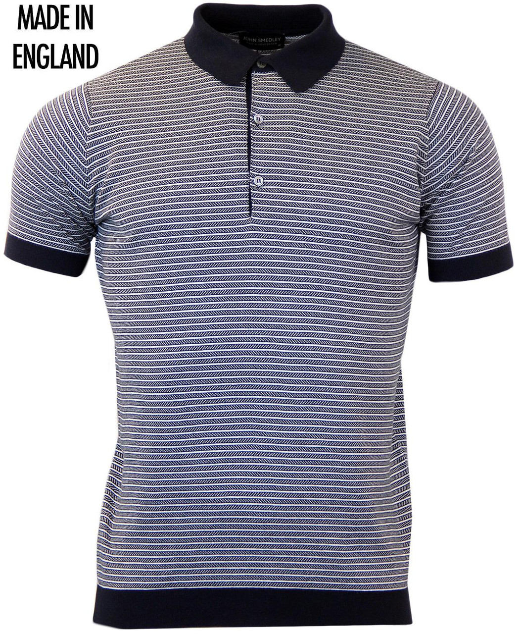 90‘s JOHN SMEDLEY / S/S KNIT POLO John Smedley Men's ISIS Heritage Knit Polo Shirt in Navy