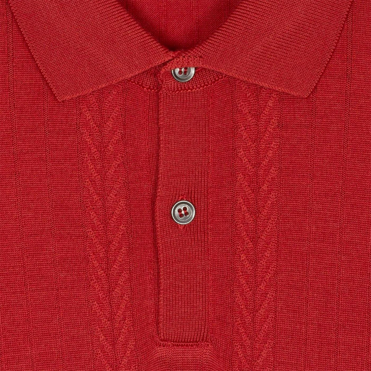 Hoffman John Smedley Fine Knit Cable Polo Shirt R