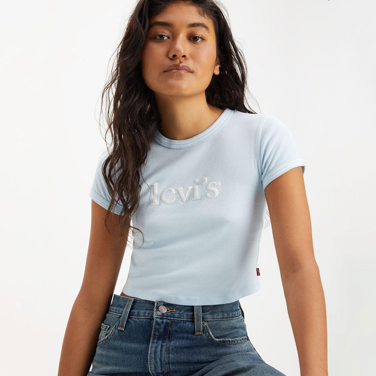 Levi's® Women's Graphic Retro Ringer Mini Tee Sky
