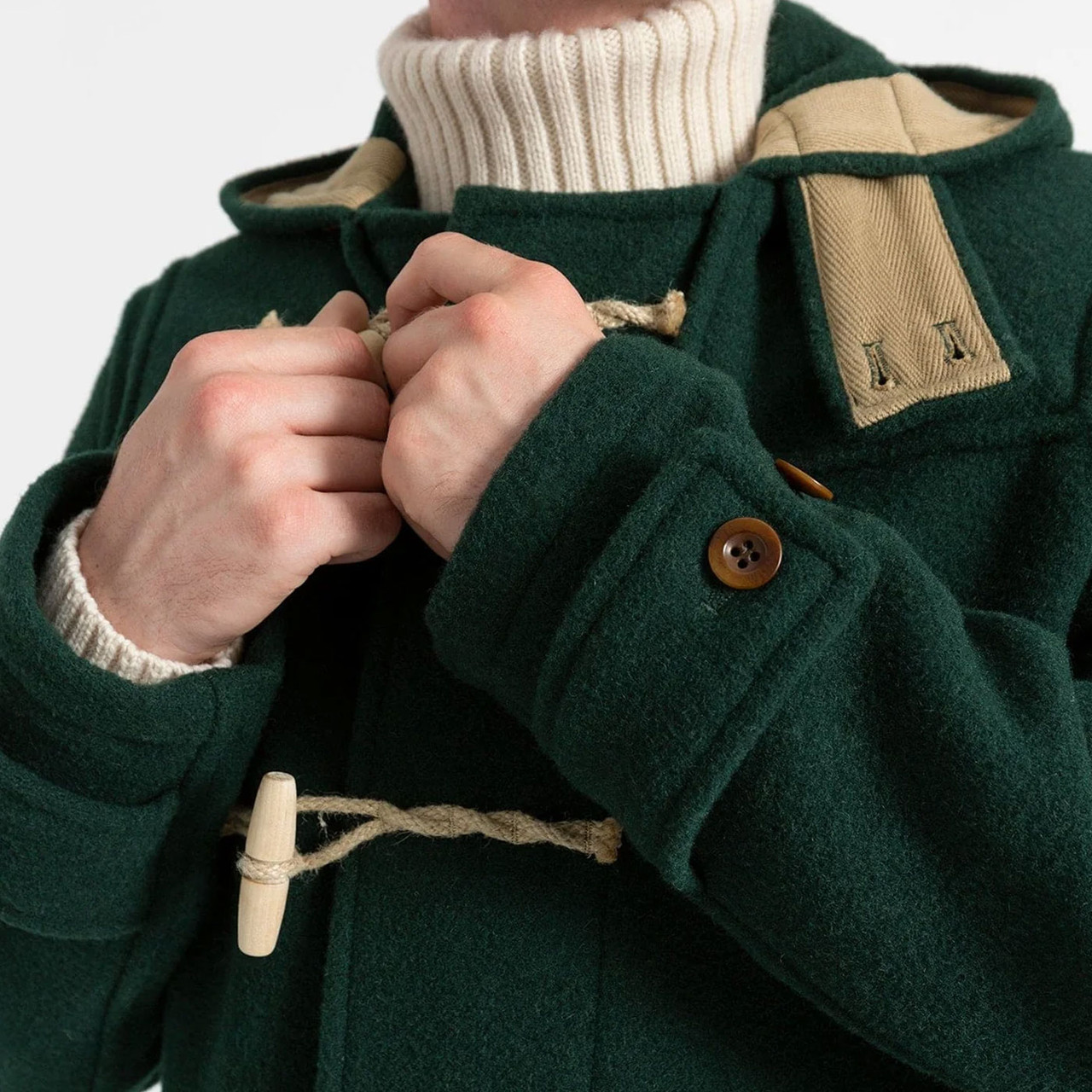 Gloverall Mid Monty Duffle Coat in Pine Green