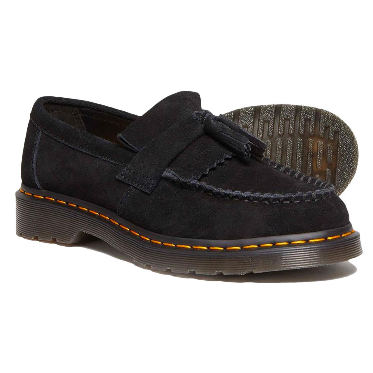 靴 Dr. Martens Adrian Tussel Loafers Adrian Yellow Stitch Leather Tassel Loafers in Black | Dr