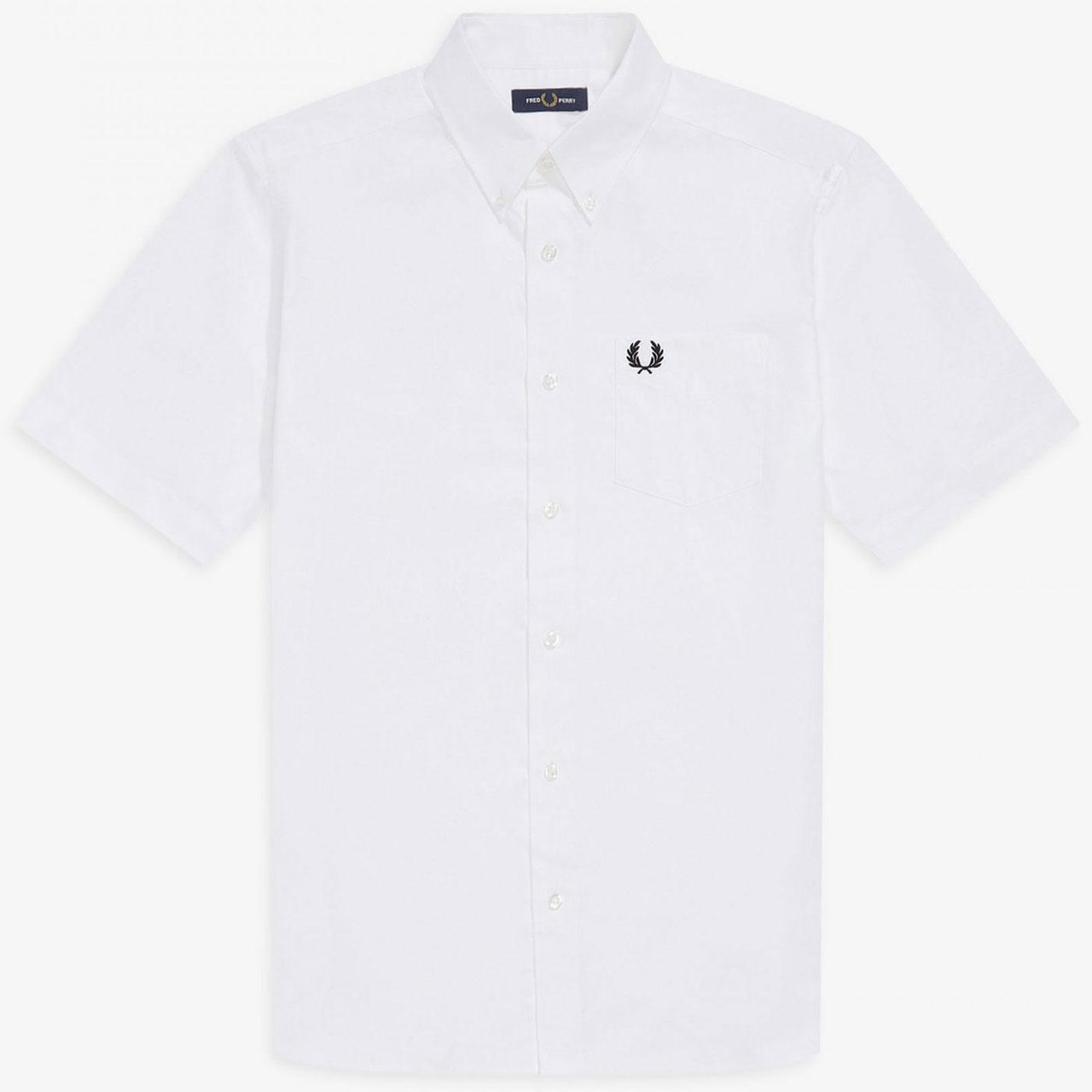 トップス FRED PERRY SHORT SLEEVE WOVEN SHIRT FRED PERRY Retro Short Sleeve Oxford Shirt - White