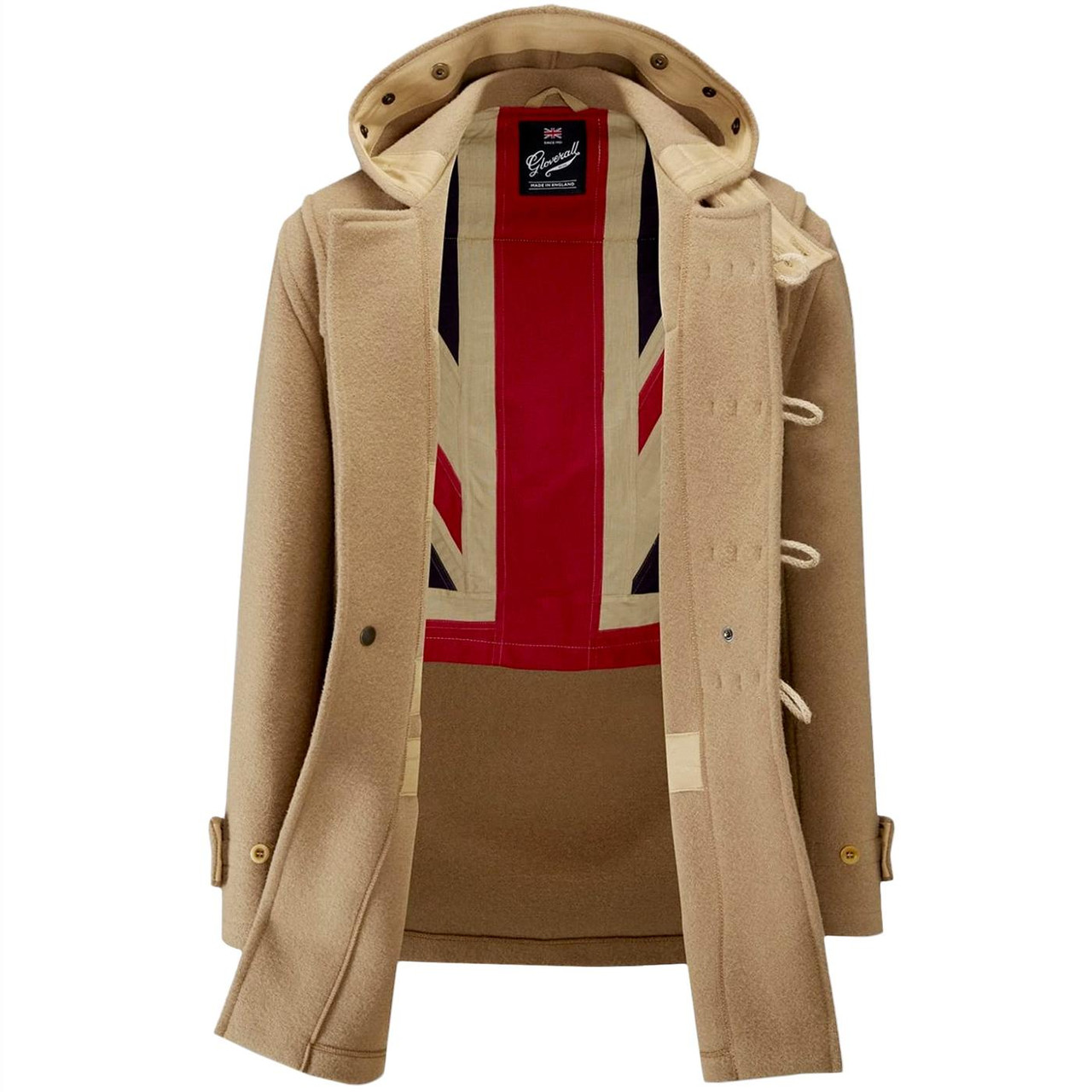 Gloverall Union Jack Mid Monty Duffle Coat in Camel