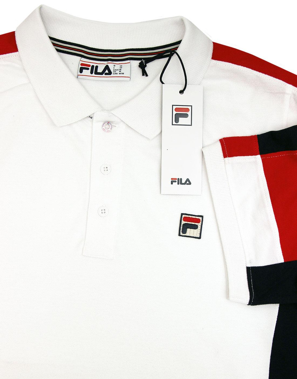 フィラ ヴィンテージ-Fila Vintage Polo White & Red Vintage Fila Polo Shirt 80s White and Blue Red Striped