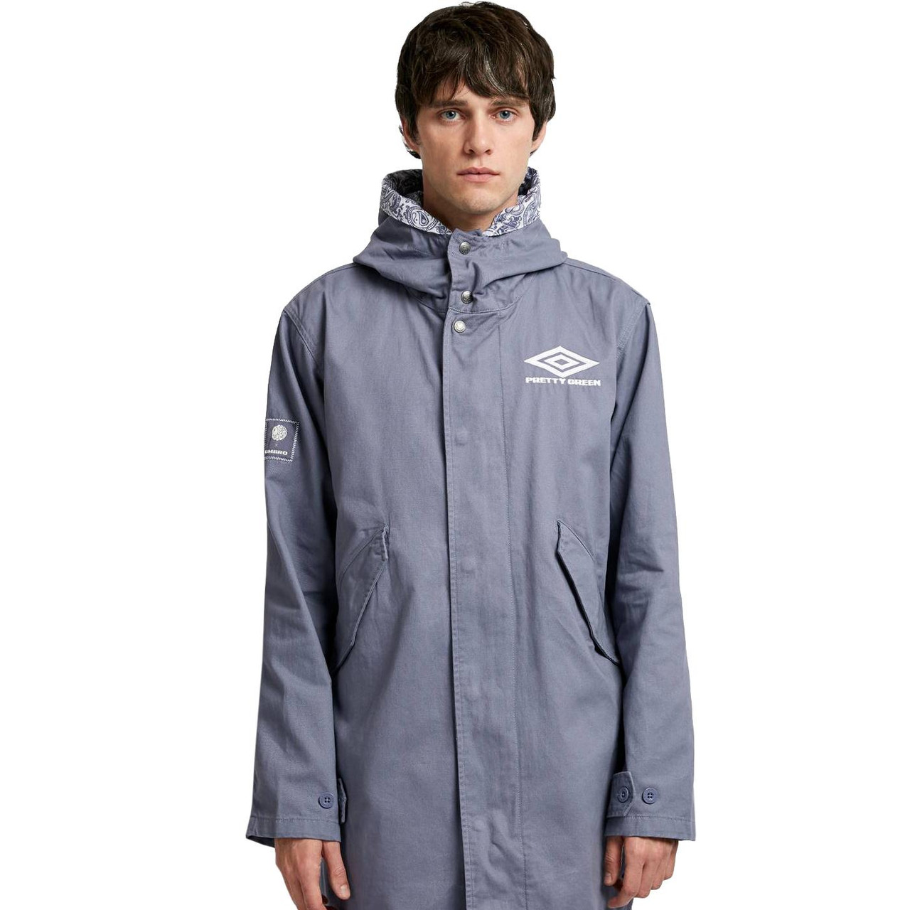 PRETTY GREEN X UMBRO Zip Up Hooded Parka - Blue