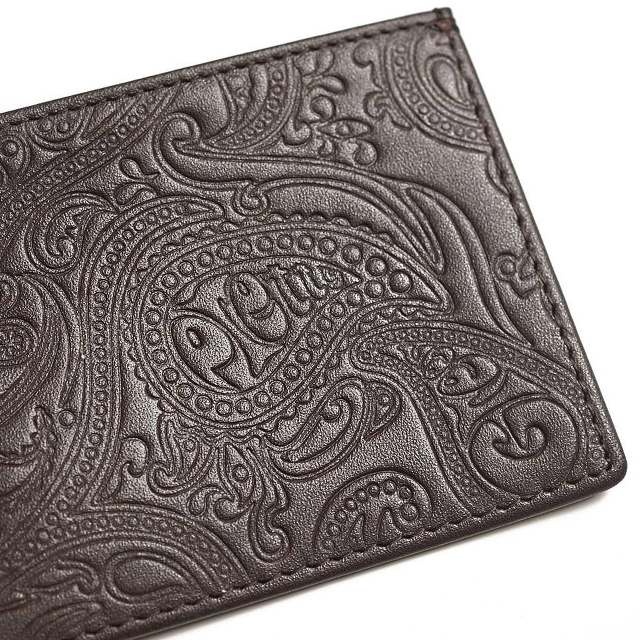 PRETTY GREEN Paisley Embossed Card Holder (Choc)