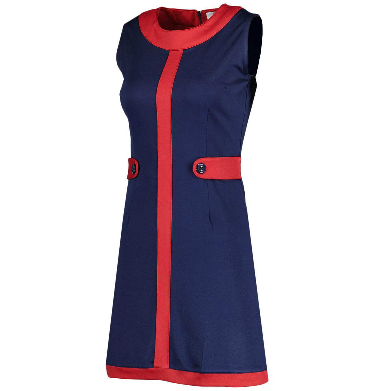 A Go-go MADCAP ENGLAND Mod Centre Stripe Dress in Navy/Red