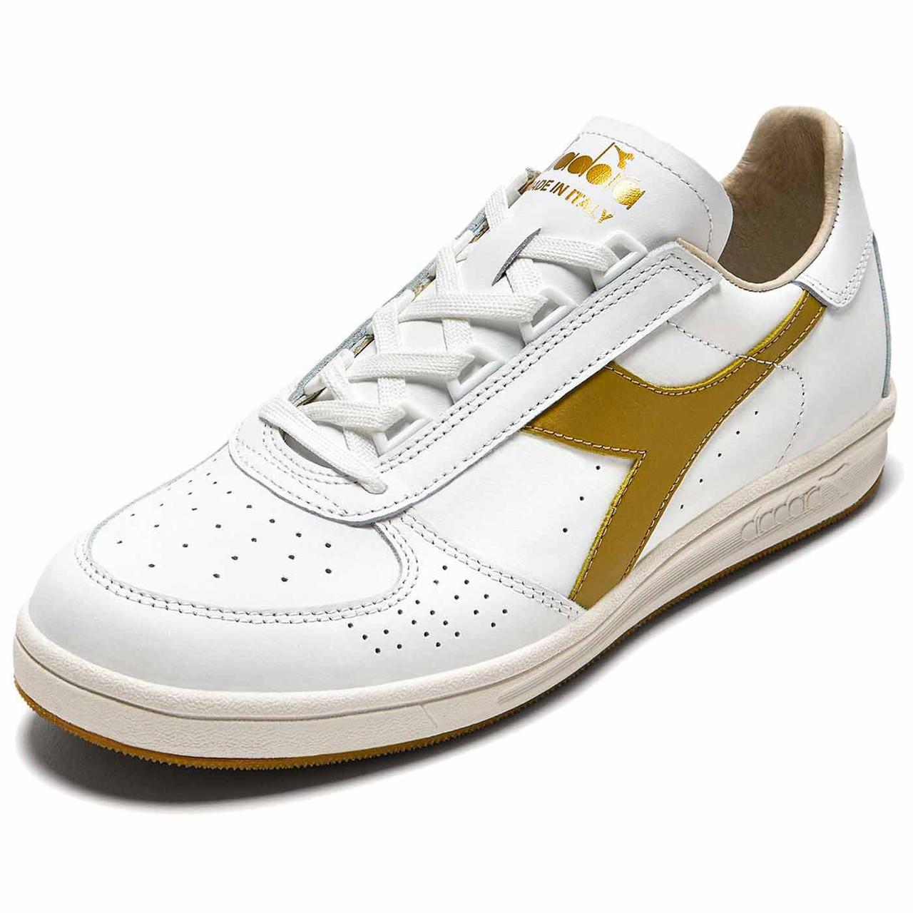 Diadora B.Elite H Italia Sport Trainers in White/Gold