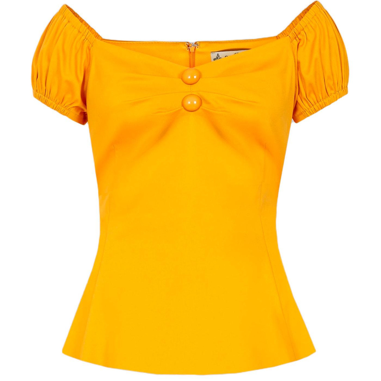 Dolores COLLECTIF Retro Vintage 50s Top in Mustard