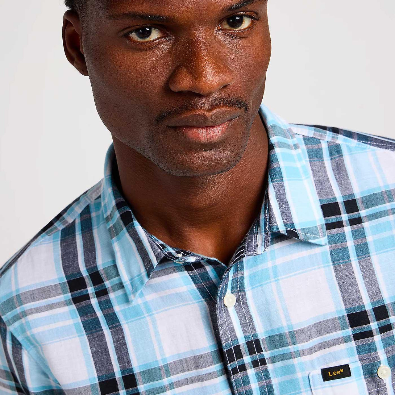Lee Jeans Leesure Check Linen Shirt (Preppy Blue)