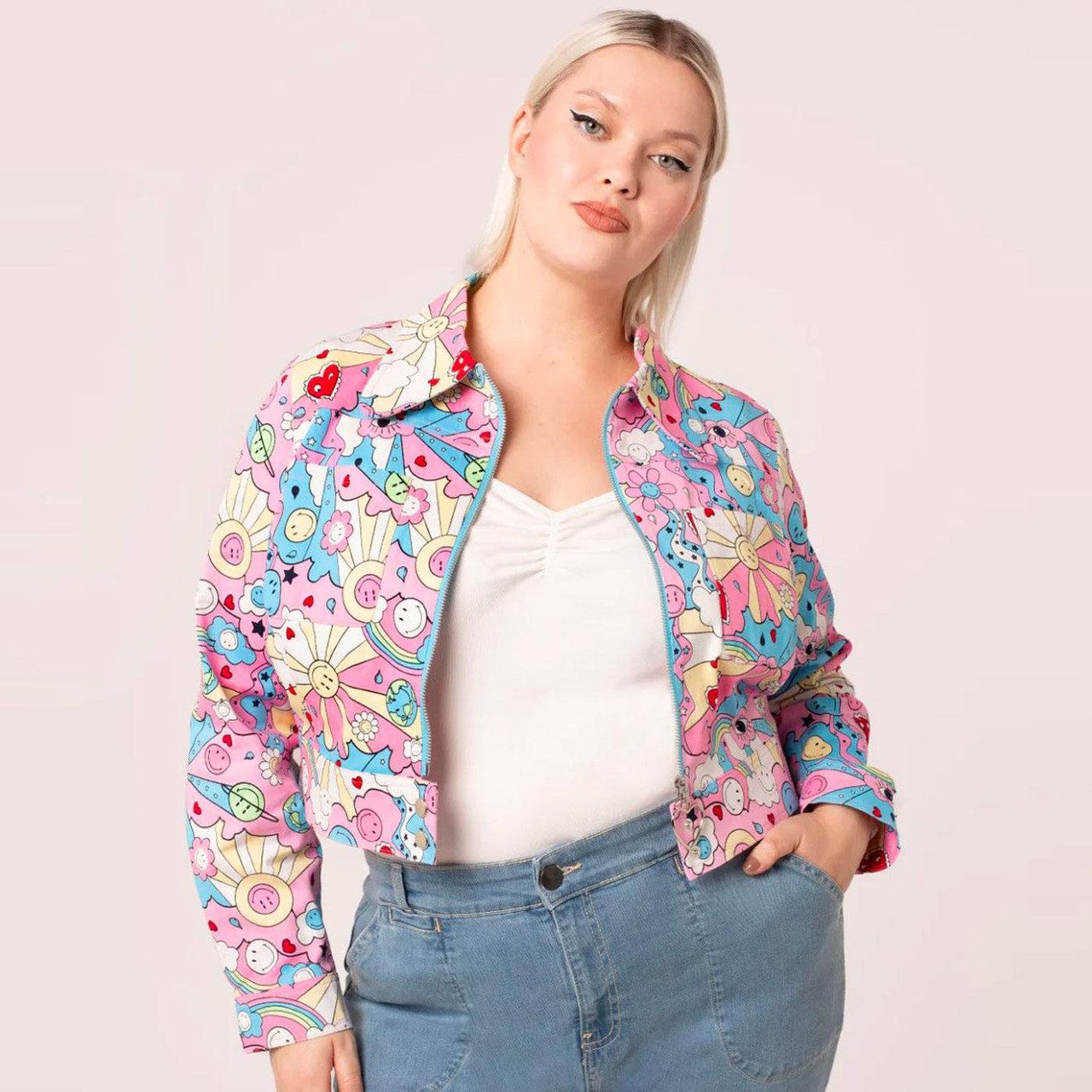 Hell Bunny x Smiley® Loulou Retro Cropped Jacket