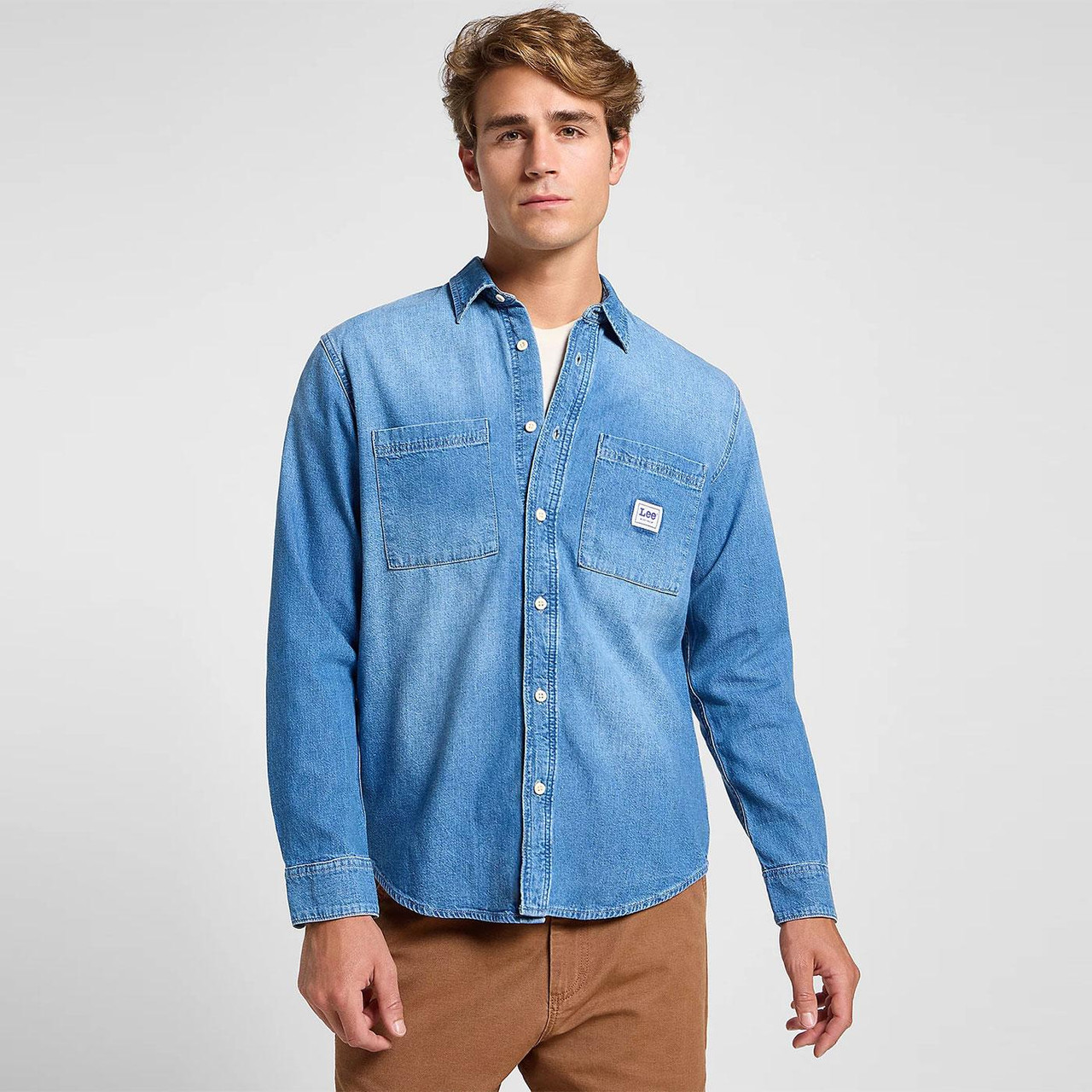 Lee Jeans Men's Retro Mid Denim Workwear Shirt