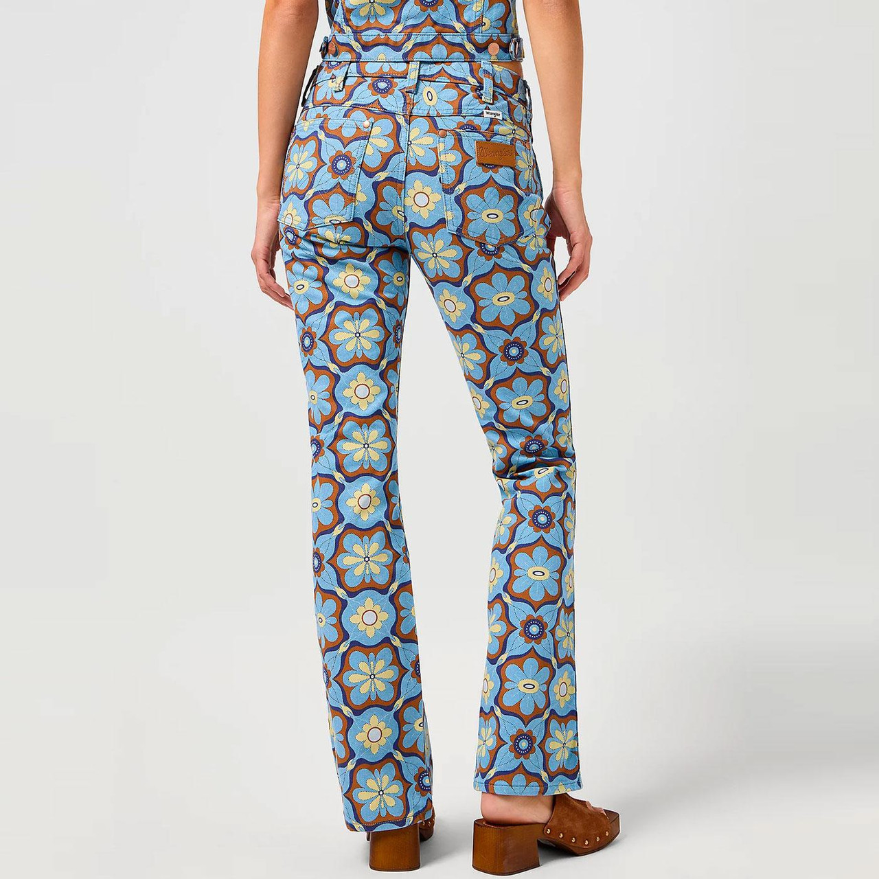 usa 70s Wrangler Boot cut 花柄 ヒッピー Wrangler Mid Rise Bootcut 70s Floral Print Jeans
