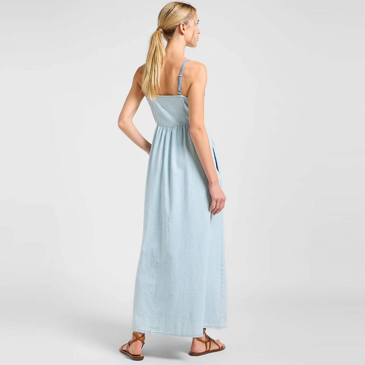 Lee Jeans Retro Western Striped Corset Maxi Dress in Blue Lee Jeans Retro Western Striped Corset Maxi Dress in Blue