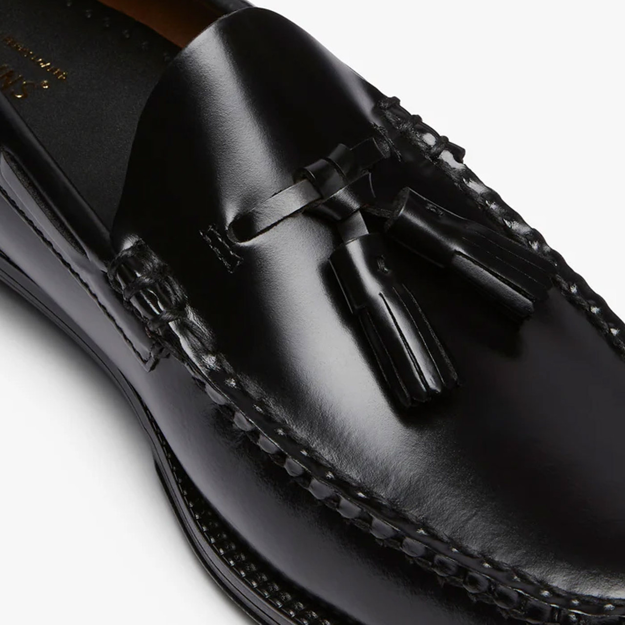 GH Bass Larkin Easy Weejun Moccasin Tassel Loafers in Black Leather