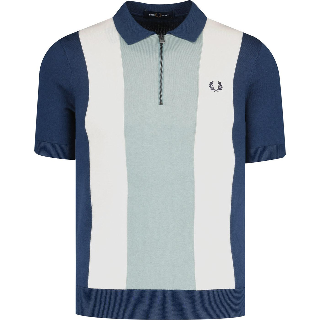Fred Perry Vertical Stripe Zip Neck Knitted Polo B