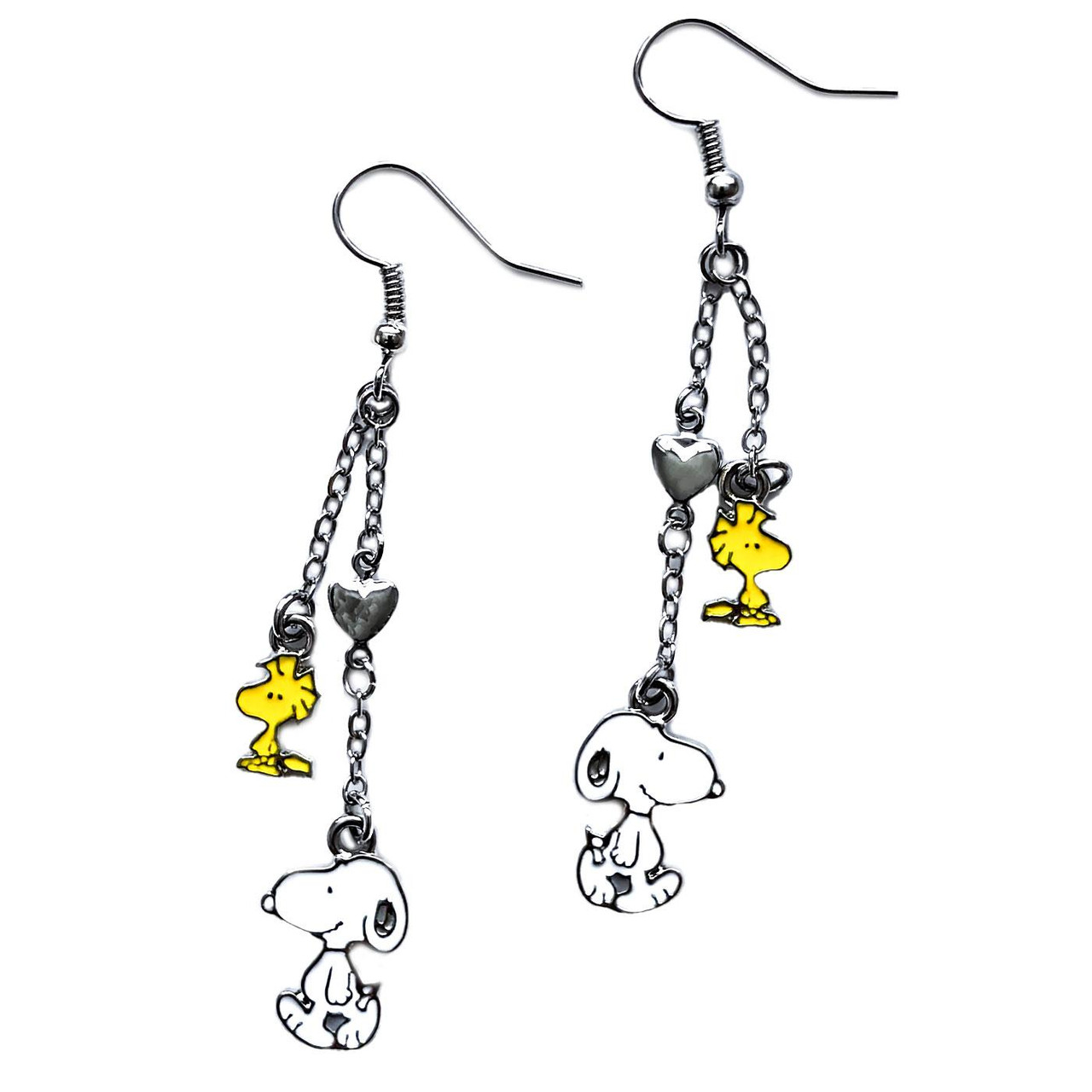 Orecchini A Perno Peanuts Woodstock In Argento Sterling 925 Smaltato - Regalo Ufficiale Per Fan