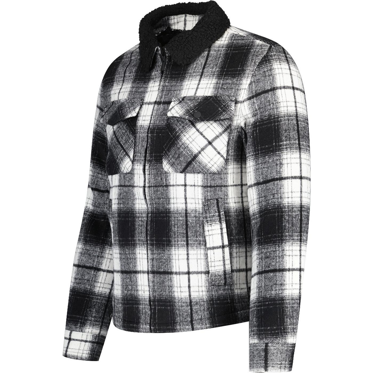 French Connection Sherpa Collar Check Jacket (B/W)