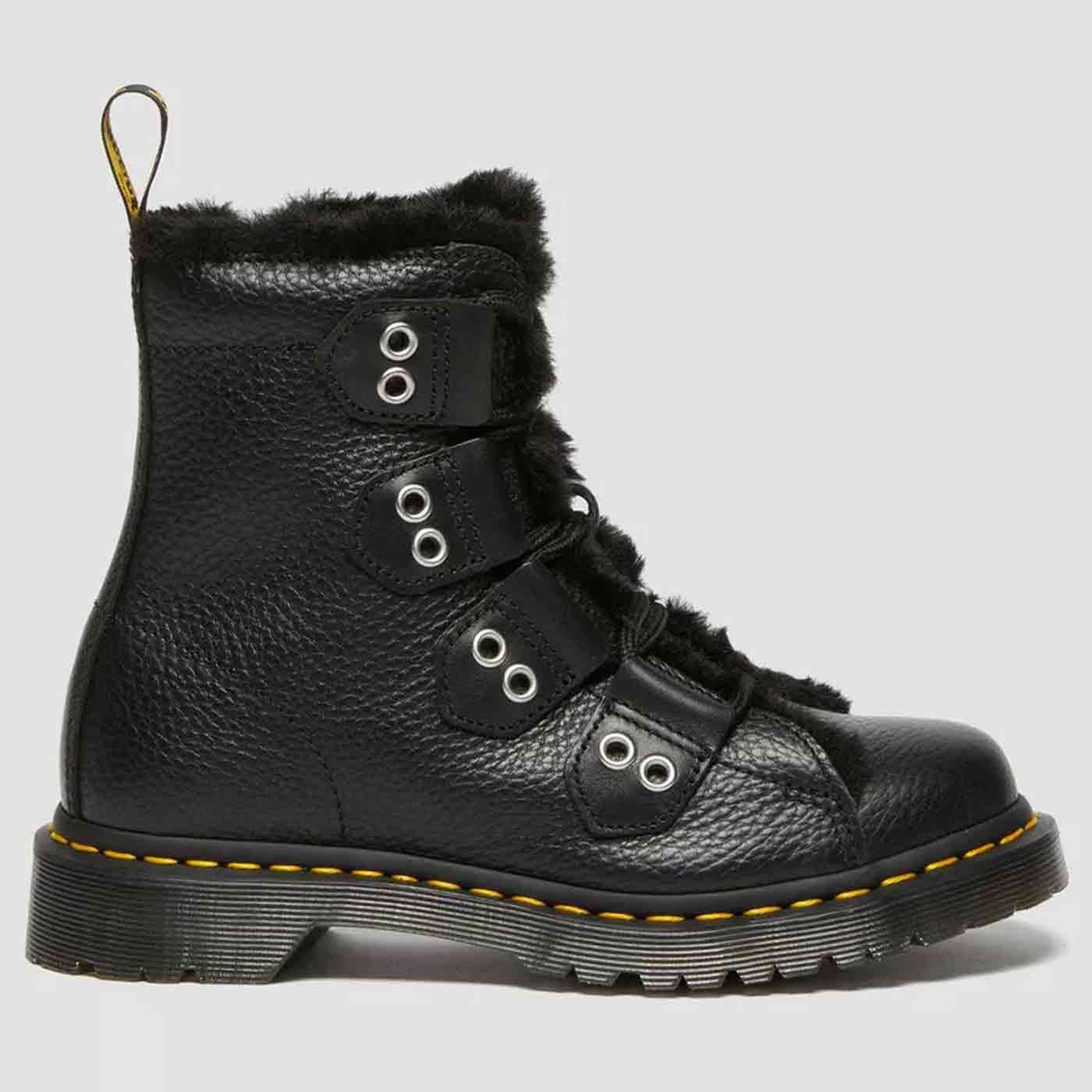 Dr Martens 1460 Faux Fur Lined Black Ghillie Boots