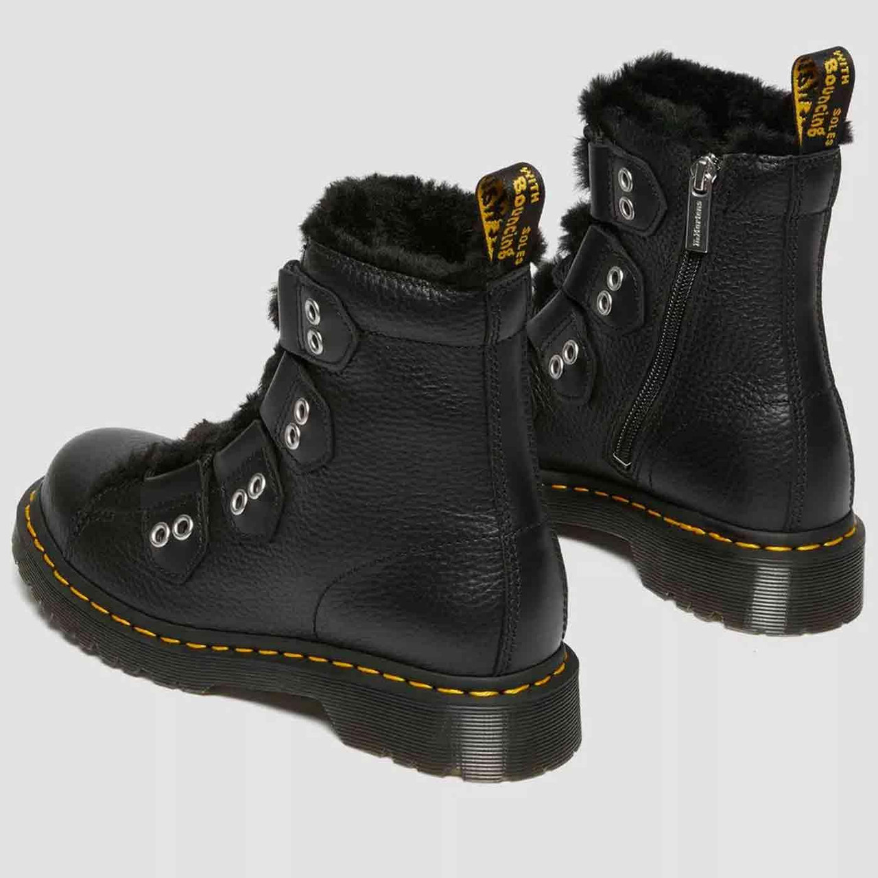 Dr Martens 1460 Faux Fur Lined Black Ghillie Boots