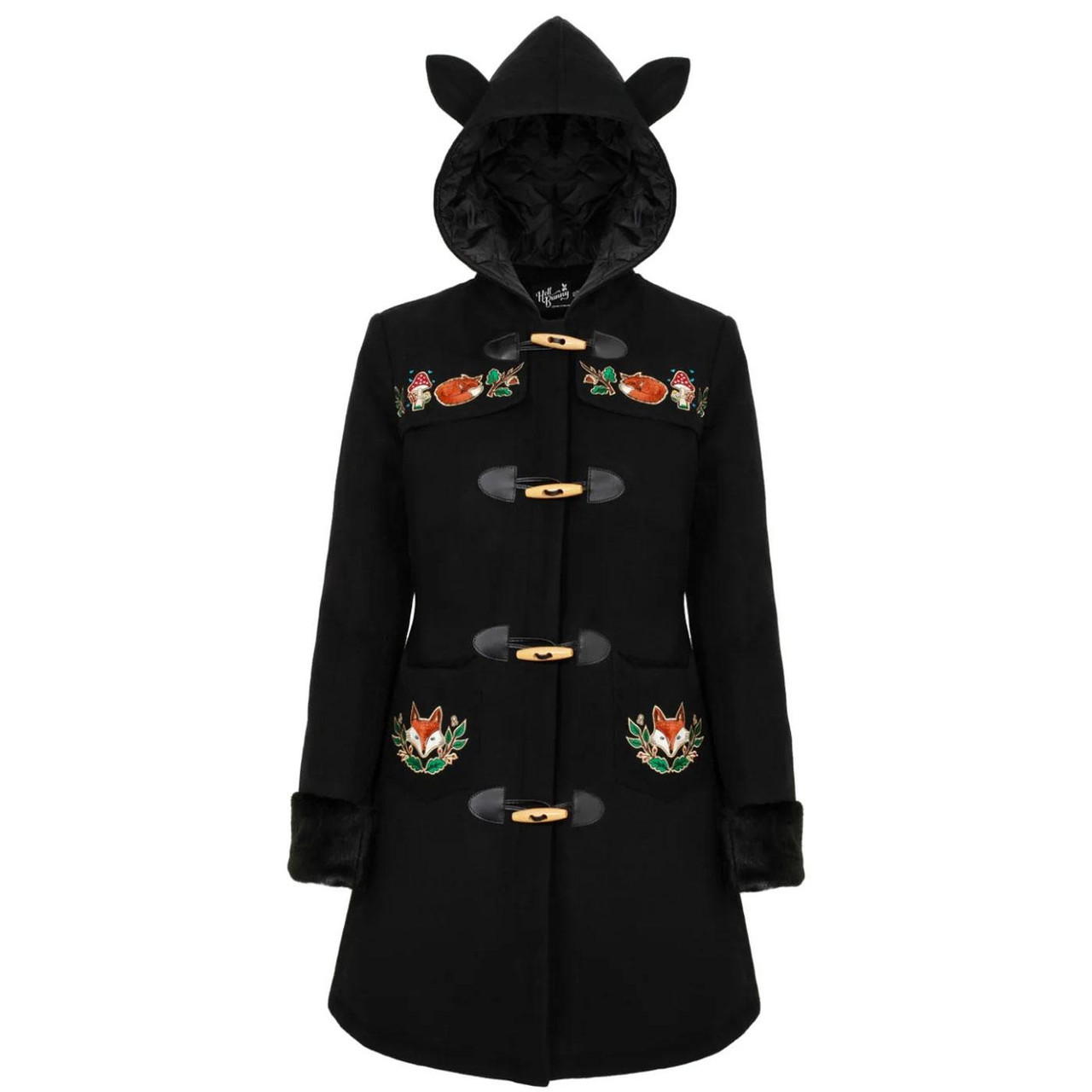 Basil Hell Bunny Retro Autumn Fox Ear Hooded Coat