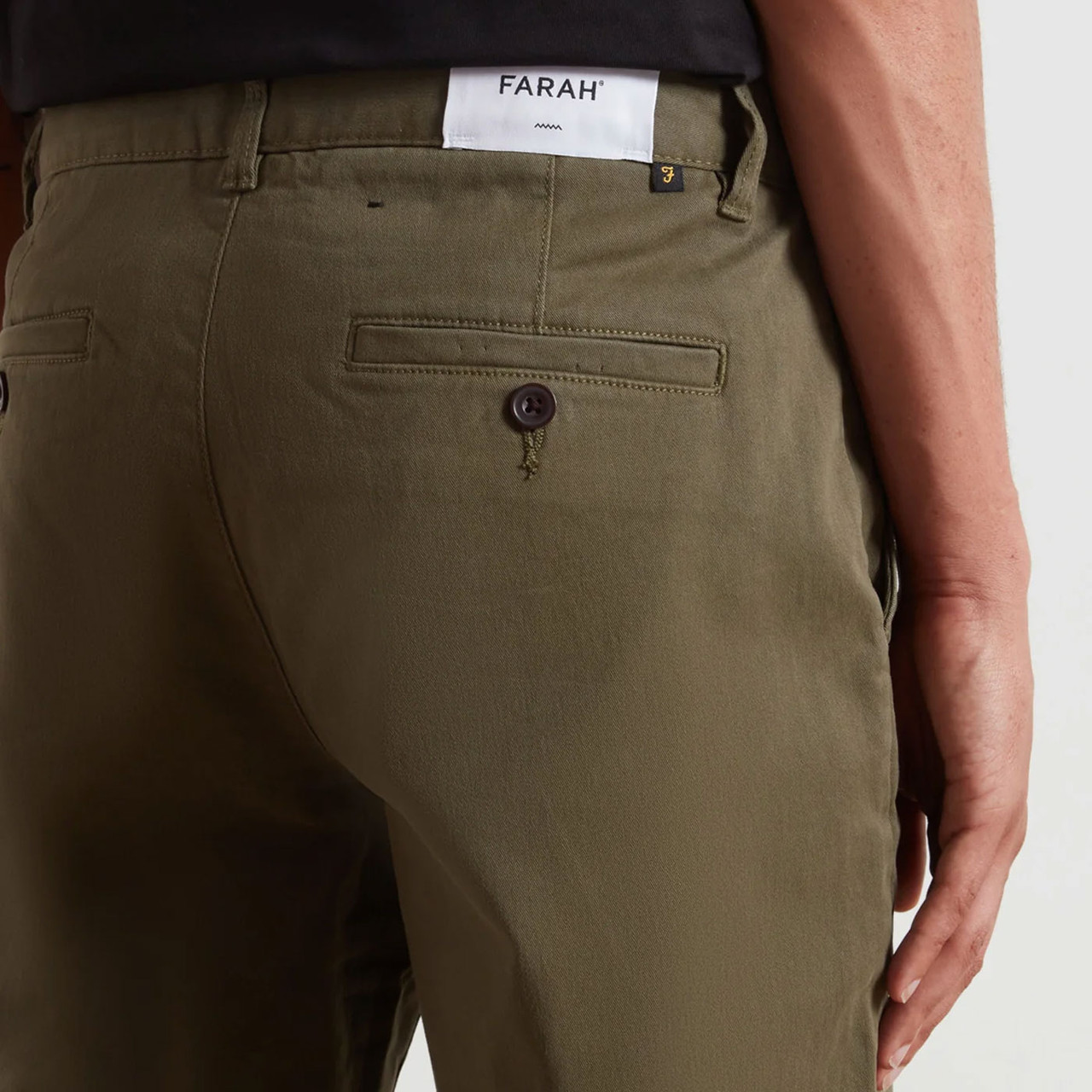 Farah Norwood Retro Hopsack Trousers in Olive Green