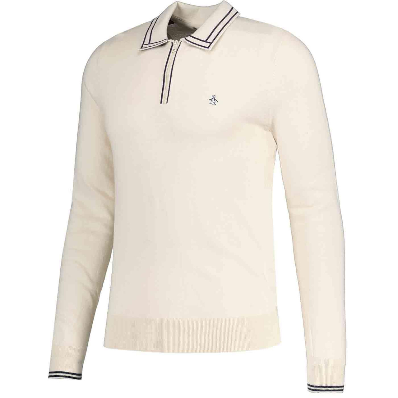 Original Penguin L/S Quarter Zip Tipped Polo (B)