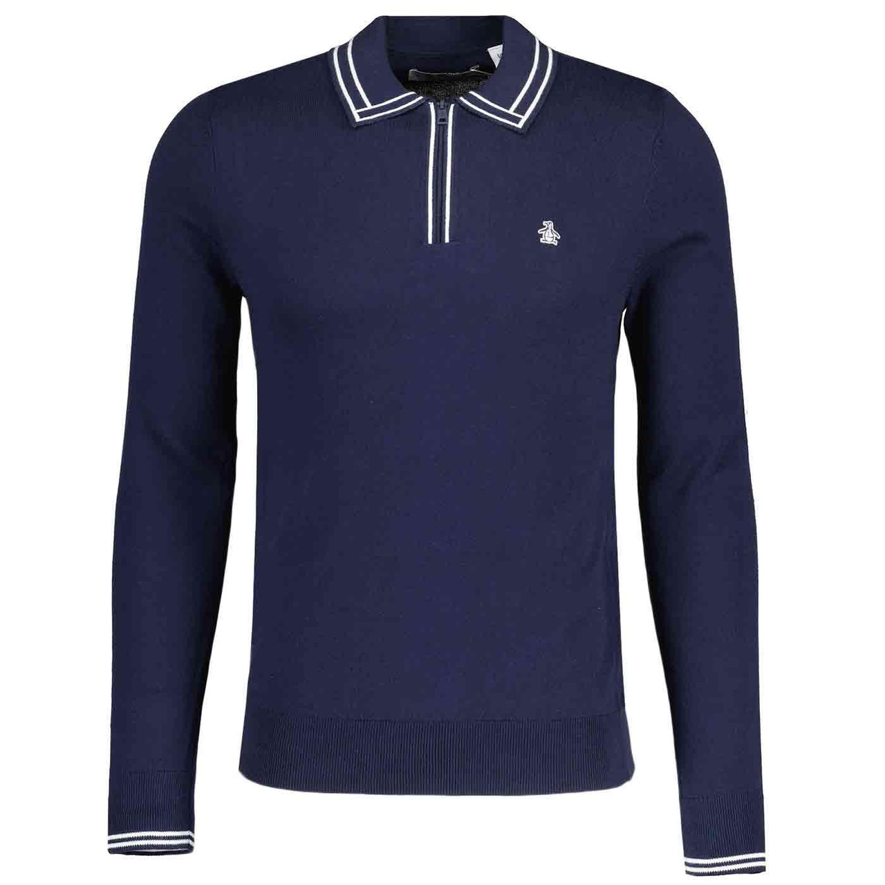 Original Penguin L/S Quarter Zip Tipped Polo (DS)