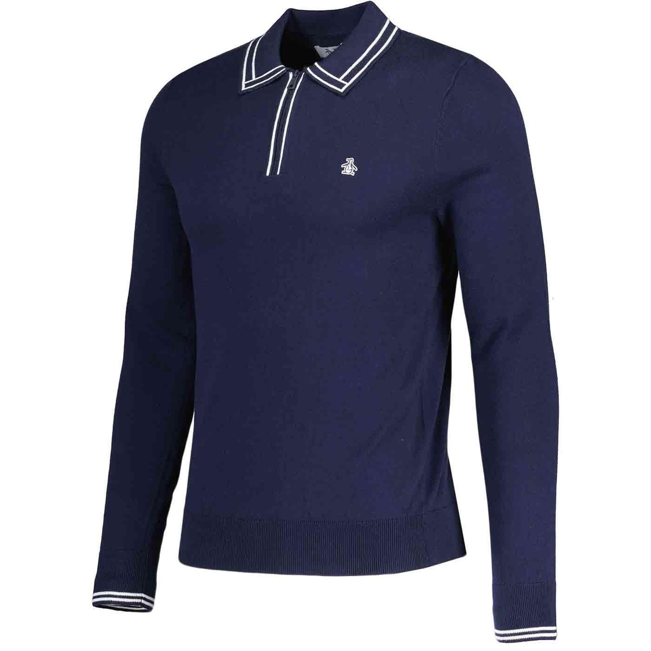 Original Penguin L/S Quarter Zip Tipped Polo (DS)