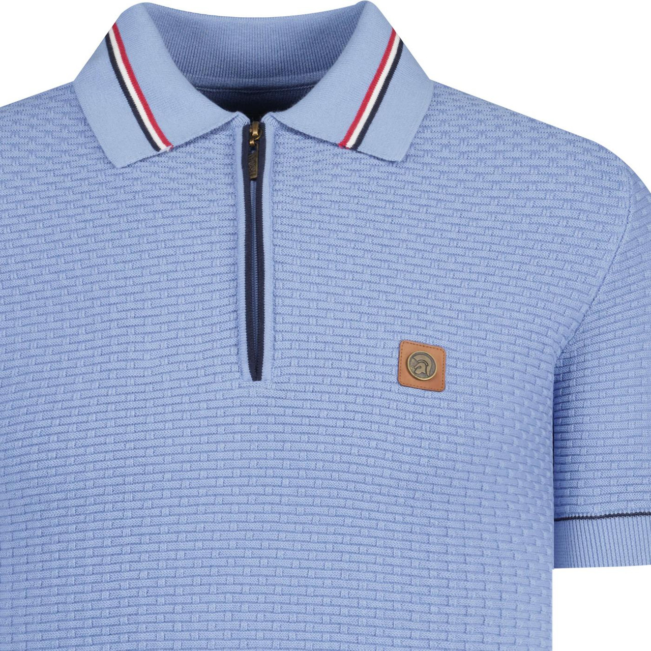 Trojan Basketweave Tipped 1/4 Zip Mod Polo Shirt S