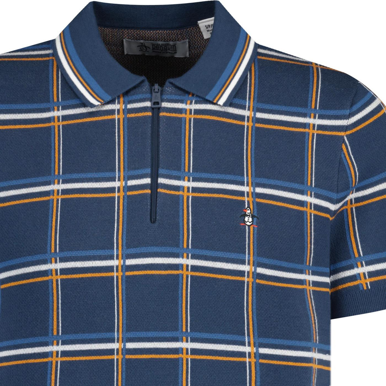 Original Penguin 1/4 Zip Retro Plaid Polo Shirt SS