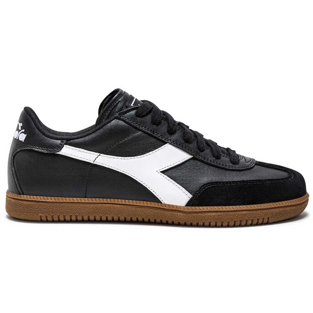 Diadora Retro 80s Terrace Style Leather Trainers in Black/White
