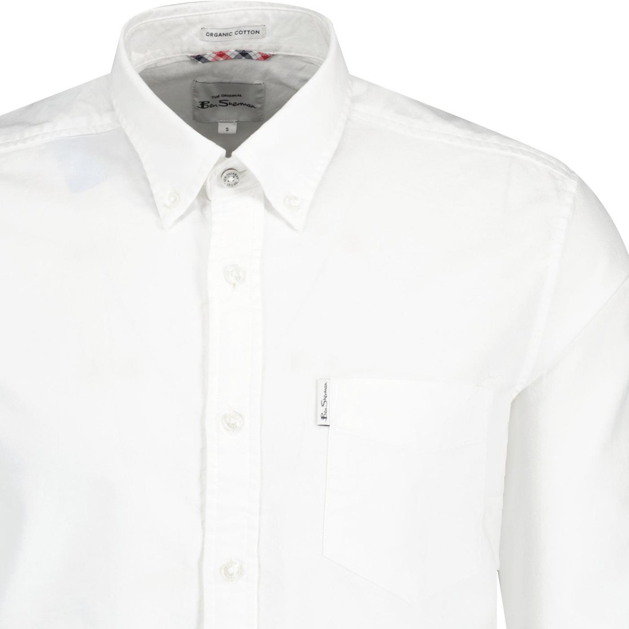 BEN SHERMAN Mod Button Down Oxford Shirt White