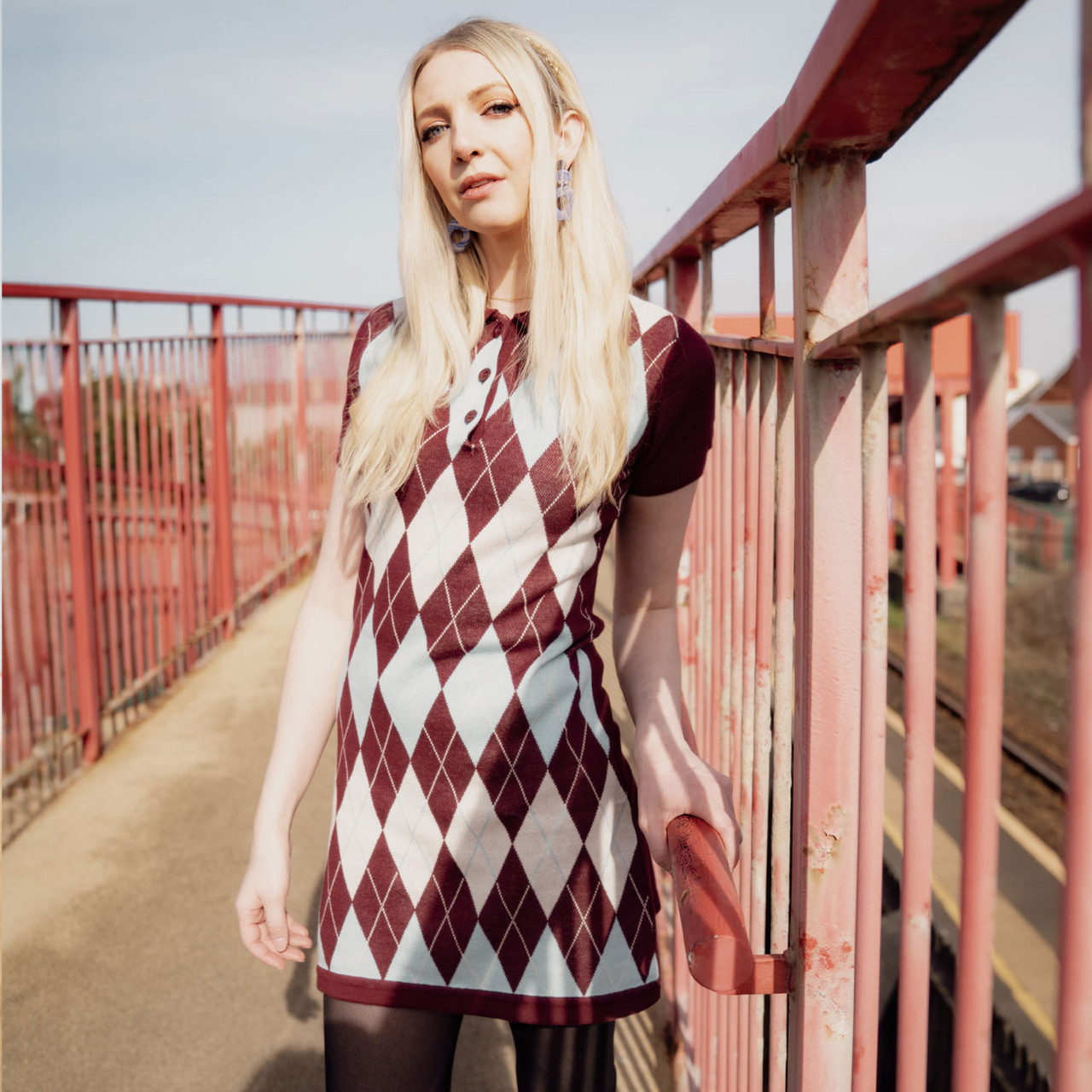 Madcap England Ronnie Argyle Knit Polo Dress in Zinfandel