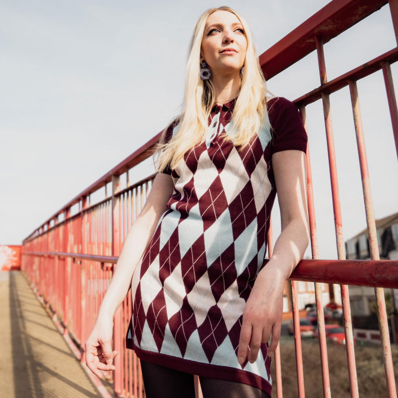 Madcap England Ronnie Argyle Knit Polo Dress in Zinfandel