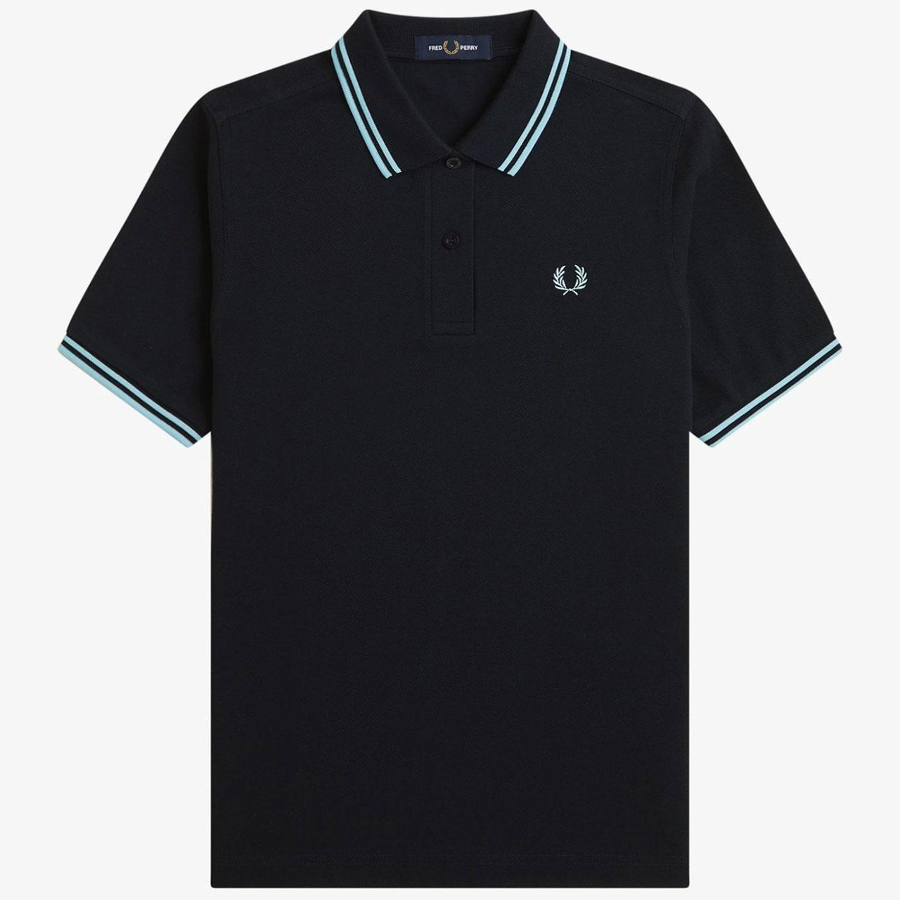 Fred Perry Women's G3600 Retro Twin Tipped Polo in Navy/Mint Blue