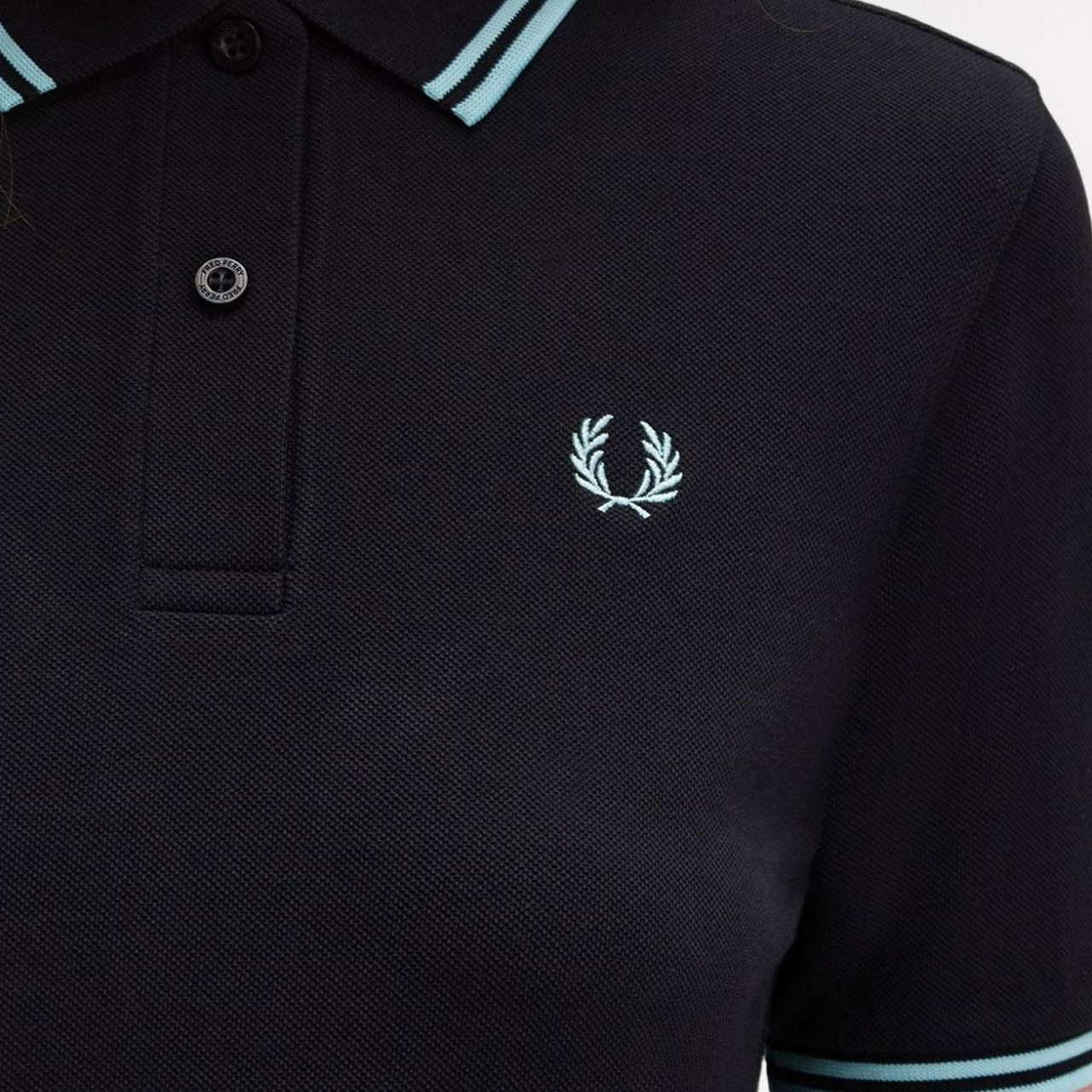 Fred Perry Women's G3600 Retro Twin Tipped Polo in Navy/Mint Blue