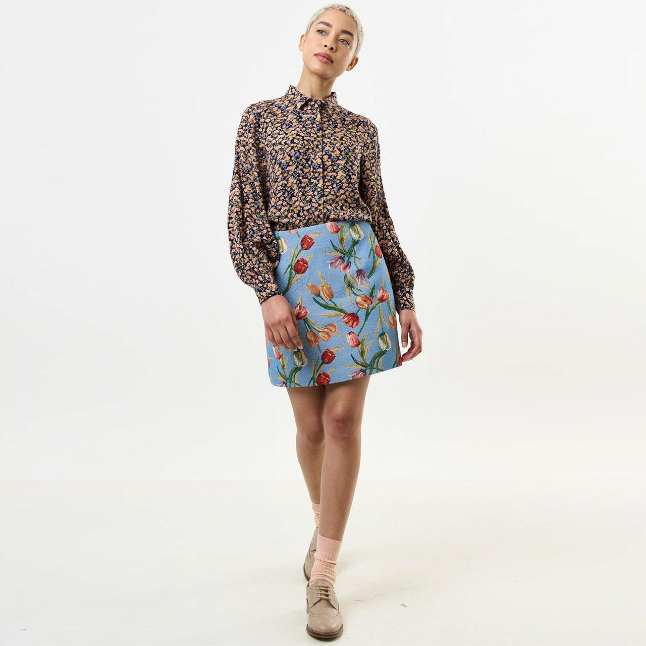 Aubin Louche Tulip Jacquard Retro 60s Mini Skirt B