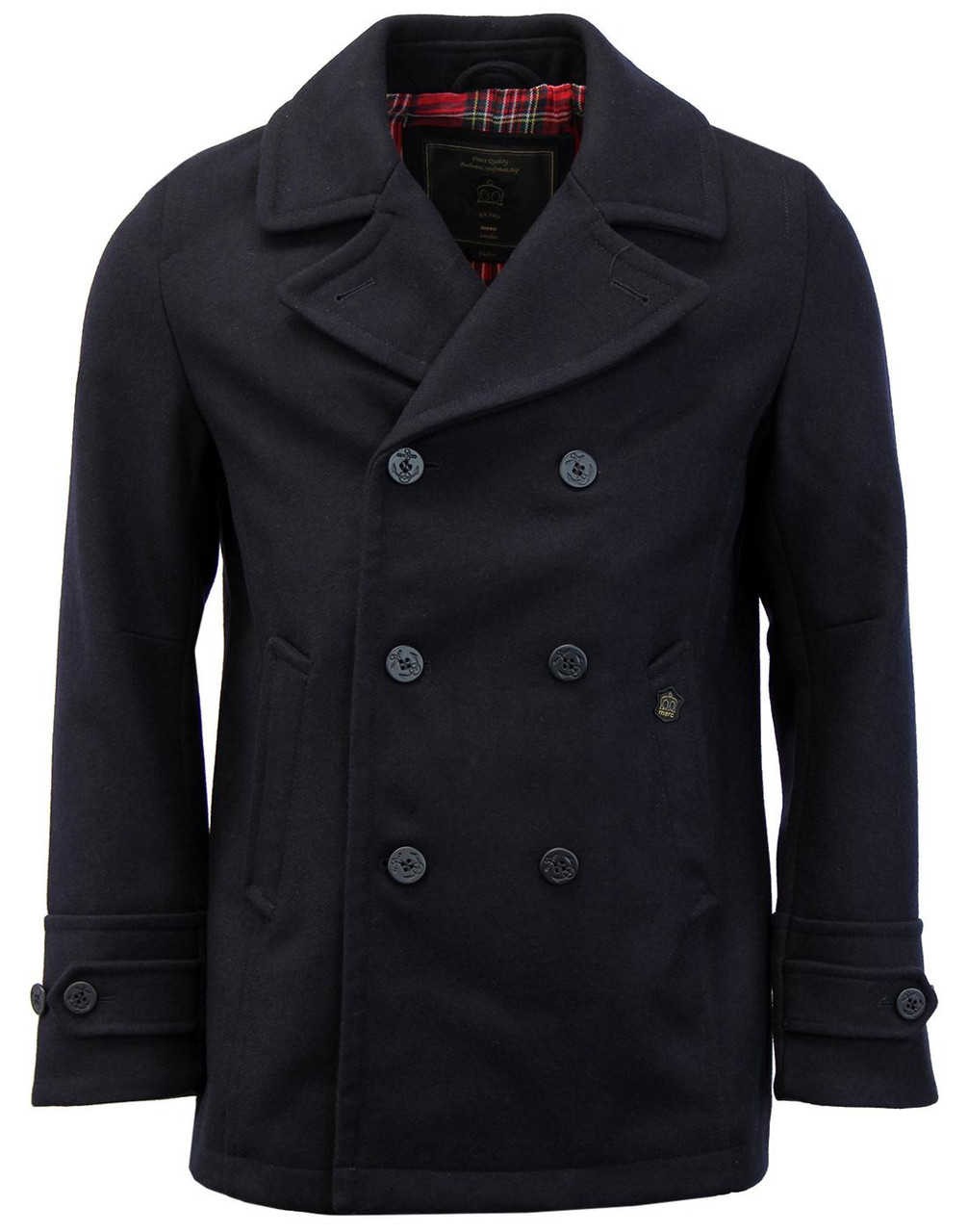 Doyle MERC Mod Tartan Lined Melton Pea Coat (DN)
